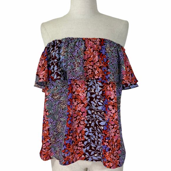 Anthropologie Maeve floral ruffle Top boho multicolor flower print - Picture 5 of 10